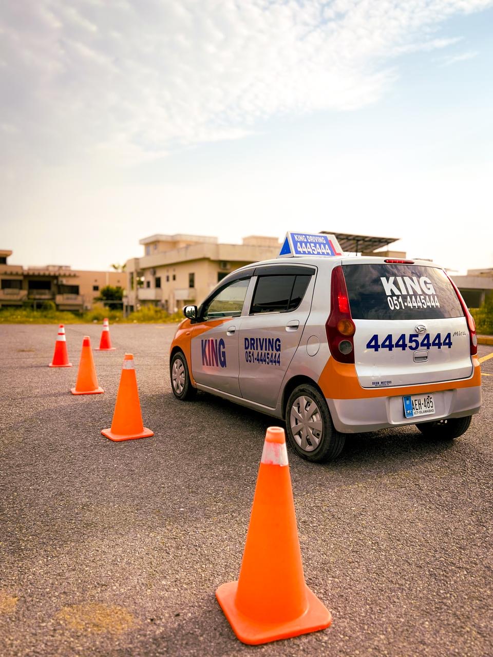 Car parking and test track practice with cones