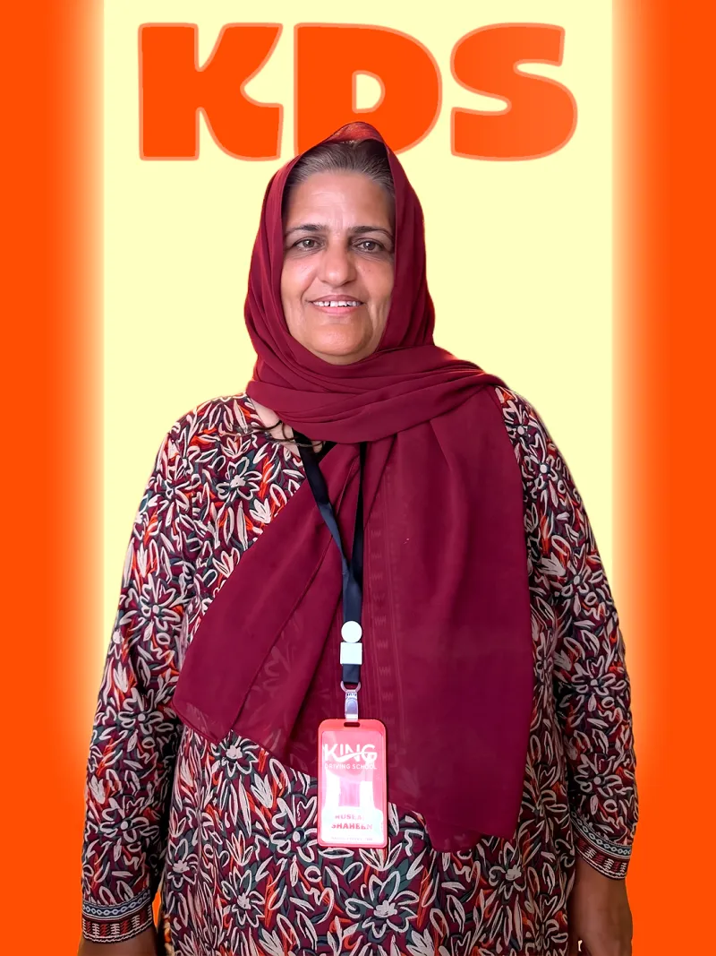 Nusarat — certified female driving instructor at King Driving School, POLICE FOUNDATION, PWD