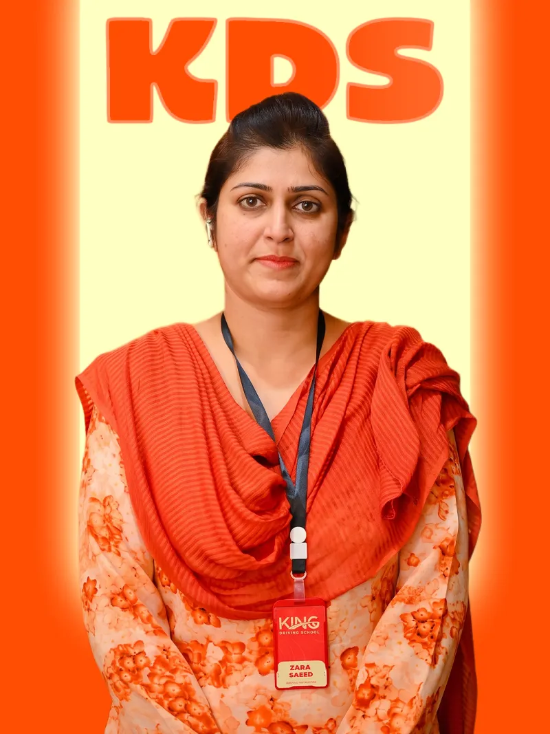 Zara Saeed — certified female driving instructor at King Driving School, POLICE FOUNDATION, PWD